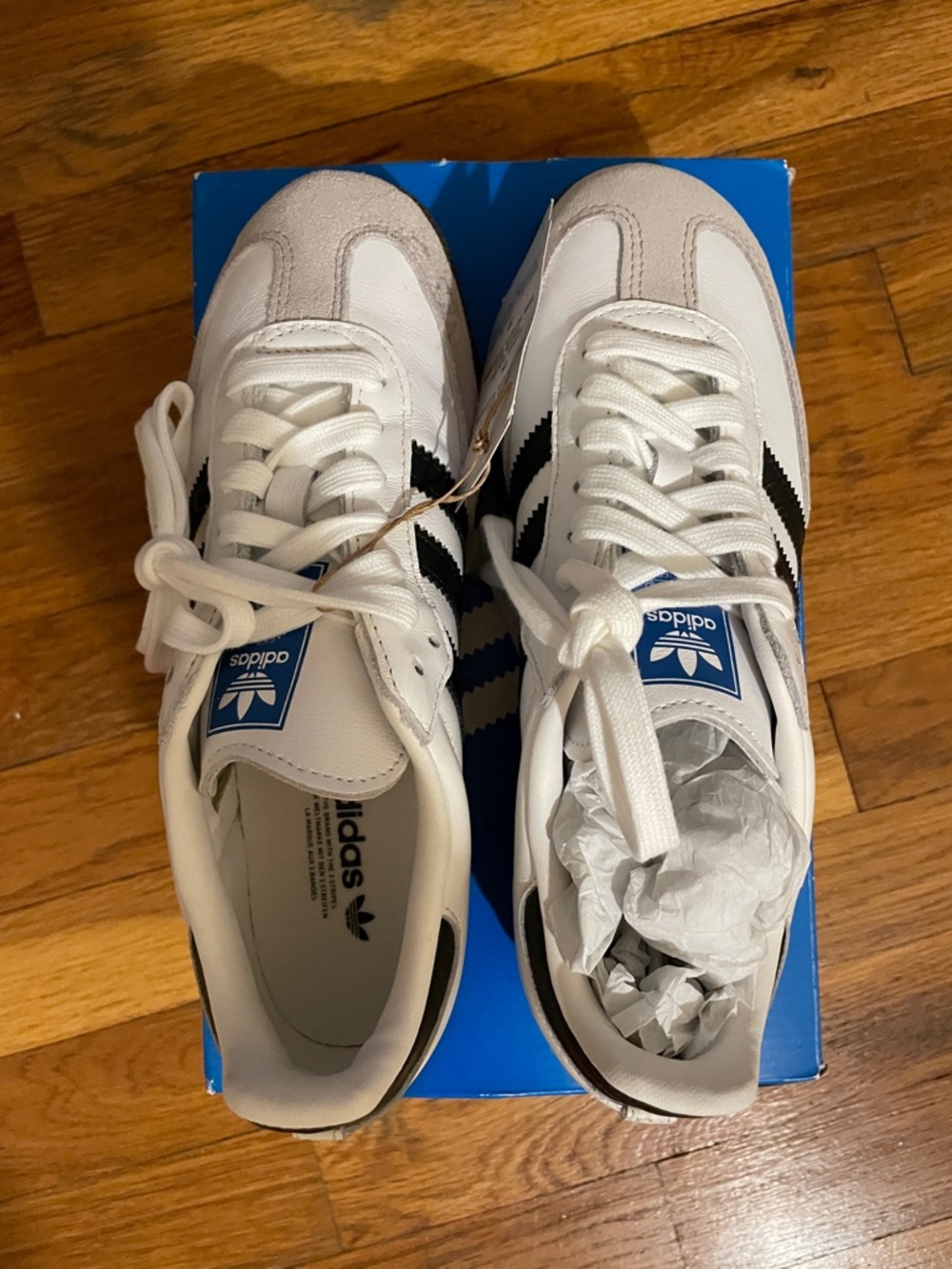 adidas Samba White with Black Stripes and Gray Suede - Picture 3 of 5